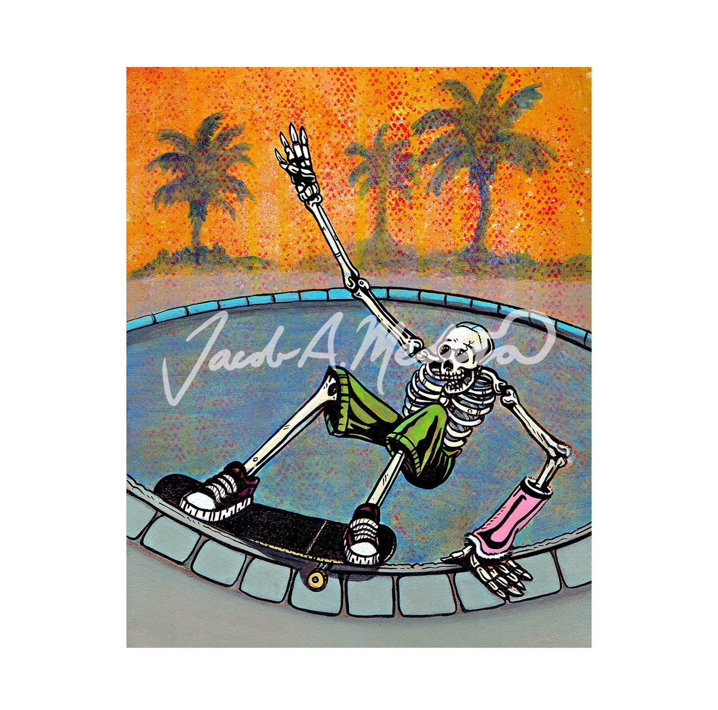 Skeleton Skateboarding Art